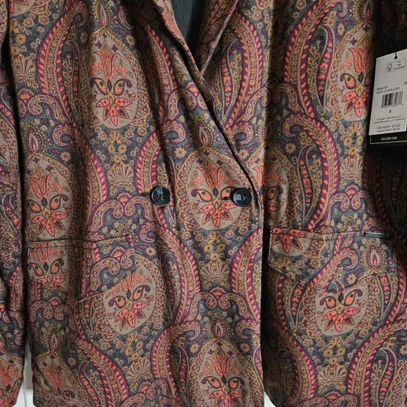 NEW! Volcom Multicolor Vinyl Club Paisley Blazer Size S - Picture 7 of 13